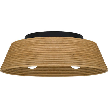 Quoizel 3 Light Flush Mount, Matte Black/Bamboo - QFL6167MBK
