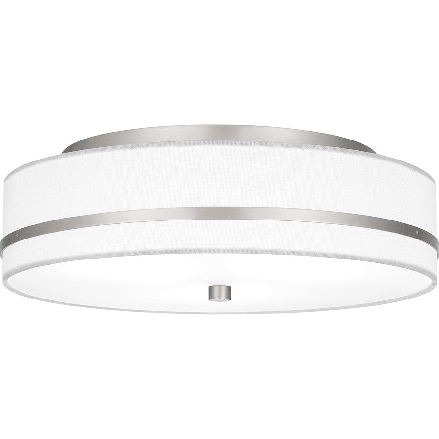 Quoizel 3 Light Flush Mount, Brushed Nickel/Off White - QFL6180BN