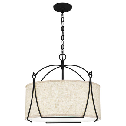 Quoizel Adeline 4 Light Pendant, Earth Black/Ivory Fabric Shade - QOP5355EK