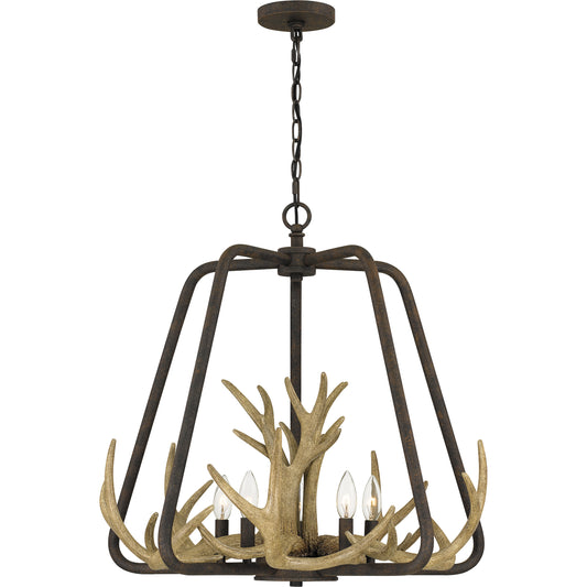 Quoizel Laurent 5 Light Pendant, Rustic Black - QOP5616RK