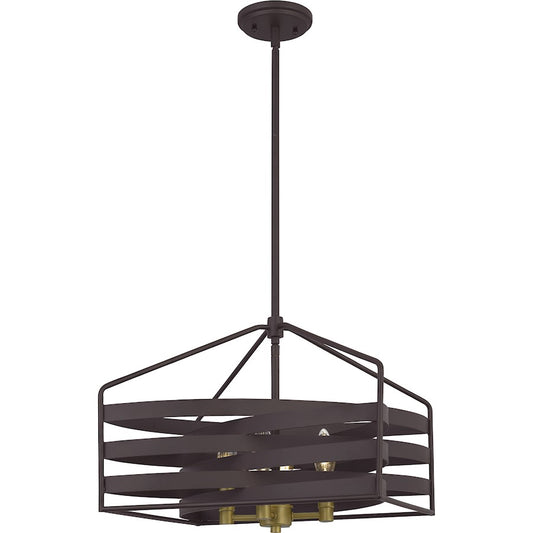 Quoizel Escher 4 Light Pendant, Old Bronze/Metal Shade - QP5186OZ