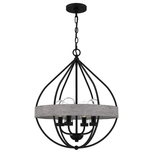 Quoizel Tansy 4 Light Pendant, Matte Black/Clear - QP5339MBK