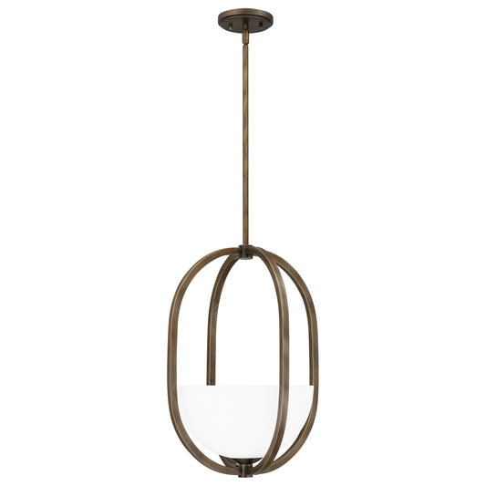 Quoizel Calluna 1 Light Pendant, Statuary Bronze/Opal Etched - QP5341SU