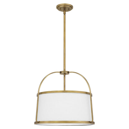 Quoizel York 4 Light Pendant, Weathered Brass/Light Beige - QP5342WS