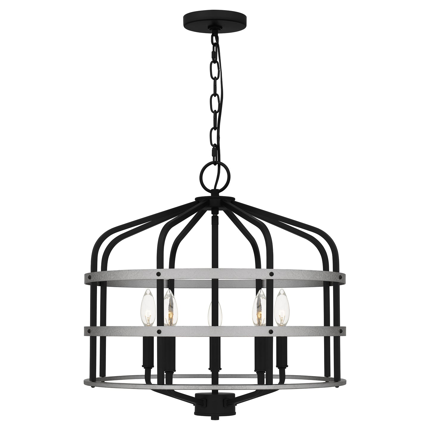 Quoizel Avignon 5 Light Pendant, Matte Black - QP5346MBK