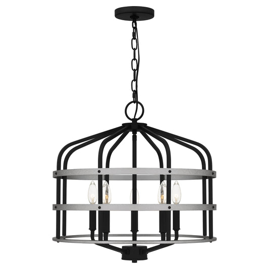 Quoizel Avignon 5 Light Pendant, Matte Black - QP5346MBK