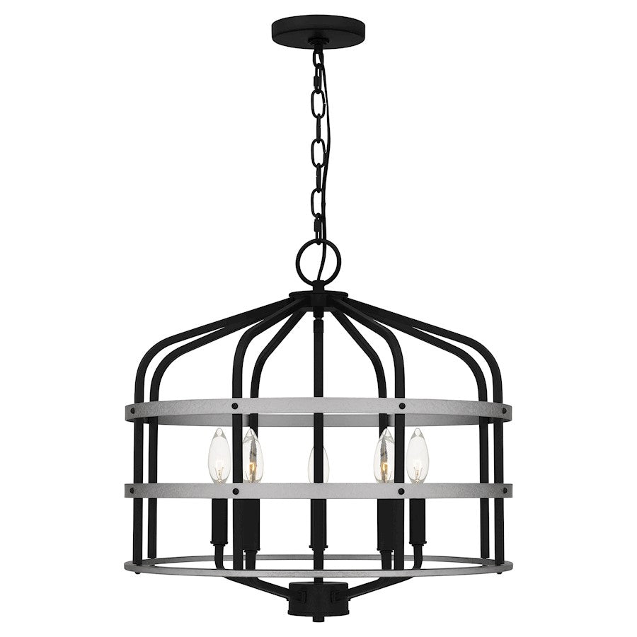 5 Light Pendant, Matte Black