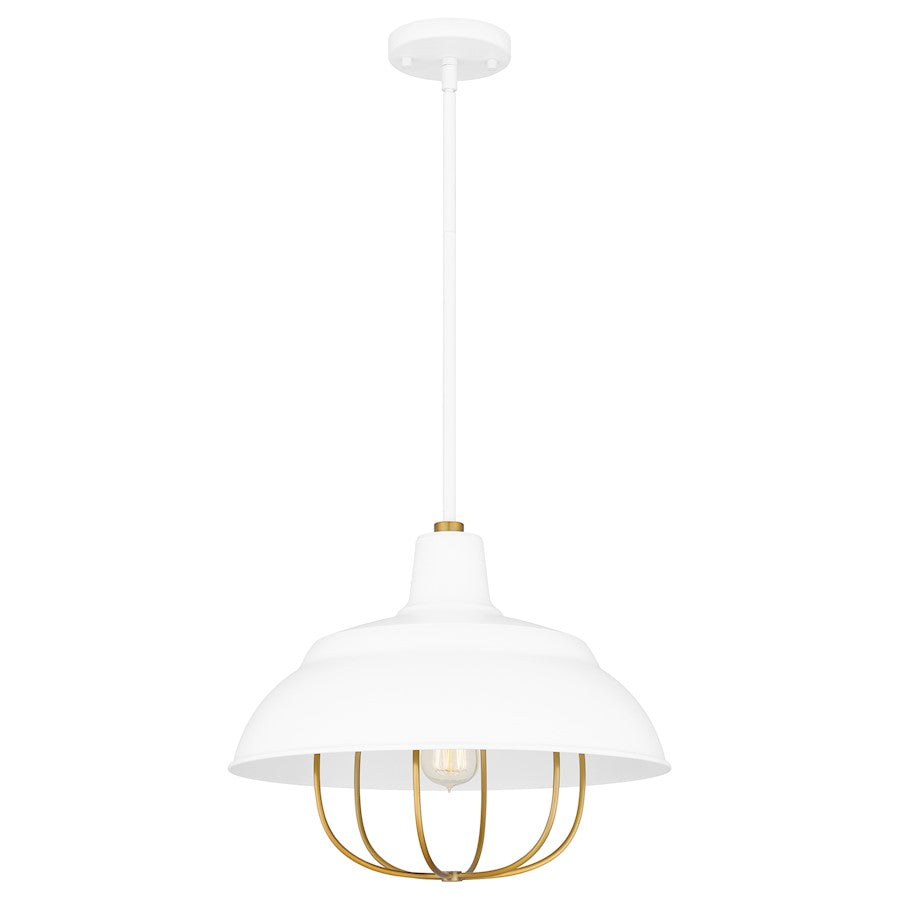 Quoizel Darmody 1 Light Pendant, White Lustre/Metal Shade - QP5357W