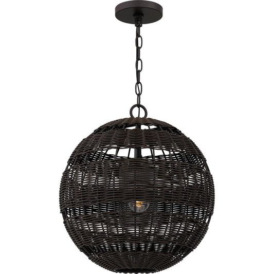 Quoizel Lindendale 1 Light Pendant, Antique White/Rattan/Clear - QP5571AWH