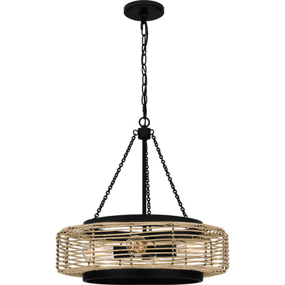 Quoizel Waylon 4 Light Pendant, Antique White/Rattan - QP5573AWH