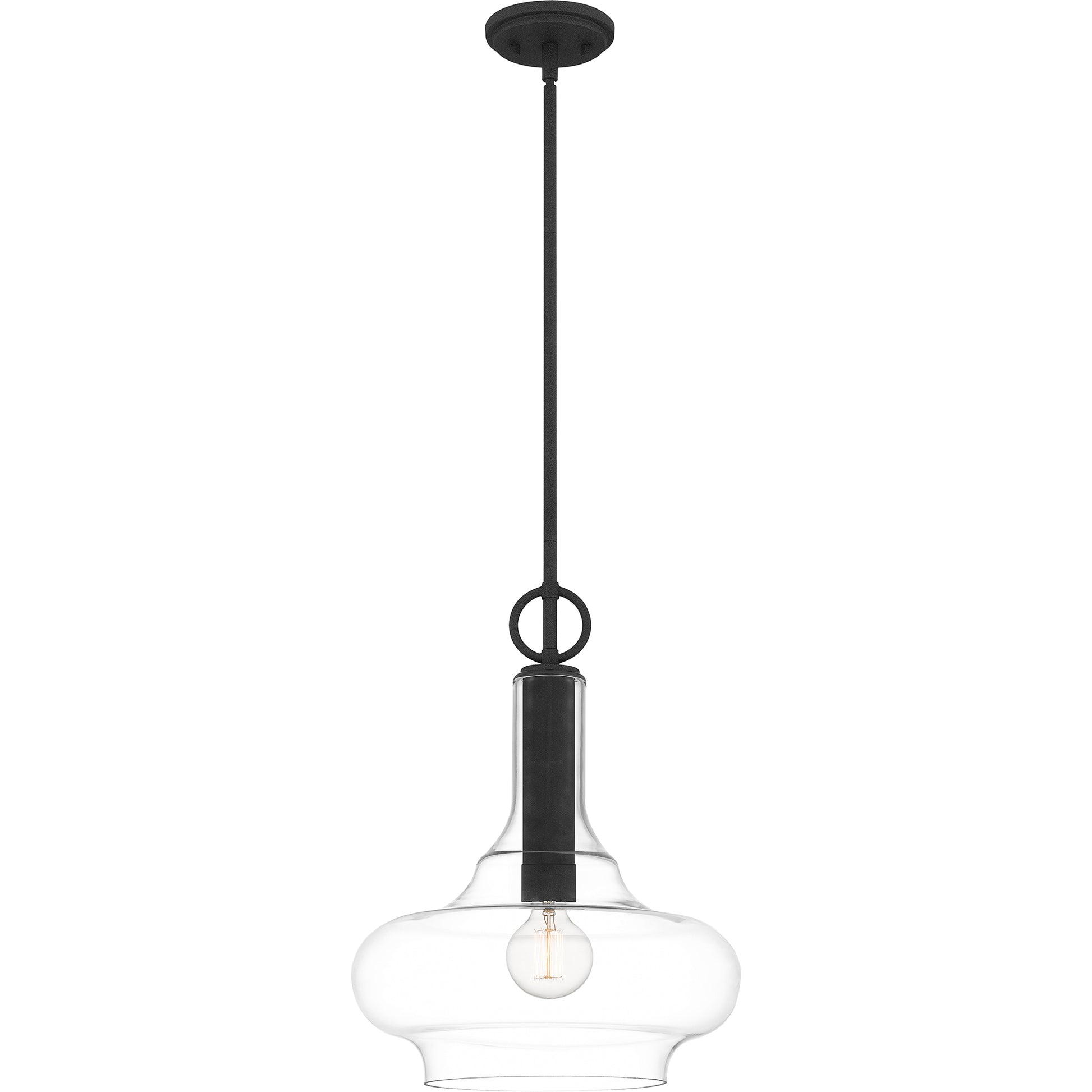 Quoizel Beachmont 1 Light Pendant, Mottled Black/Clear - QP5583MB