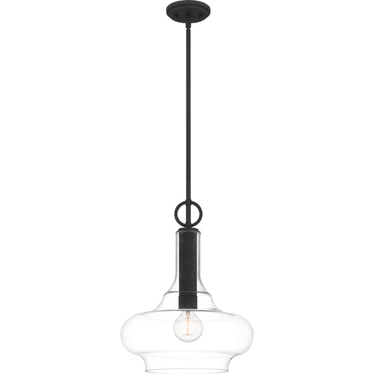 Quoizel Beachmont 1 Light Pendant, Mottled Black/Clear - QP5583MB