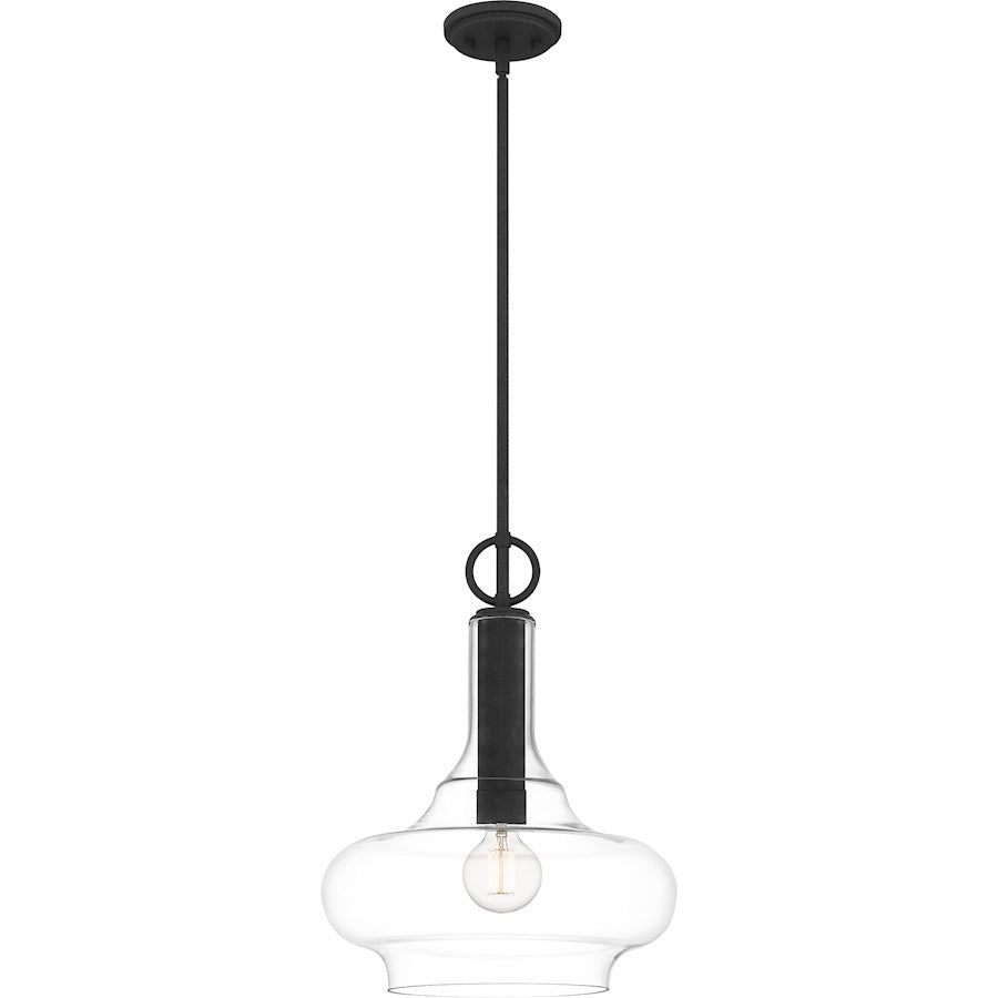 1 Light Pendant, Mottled Black/Clear