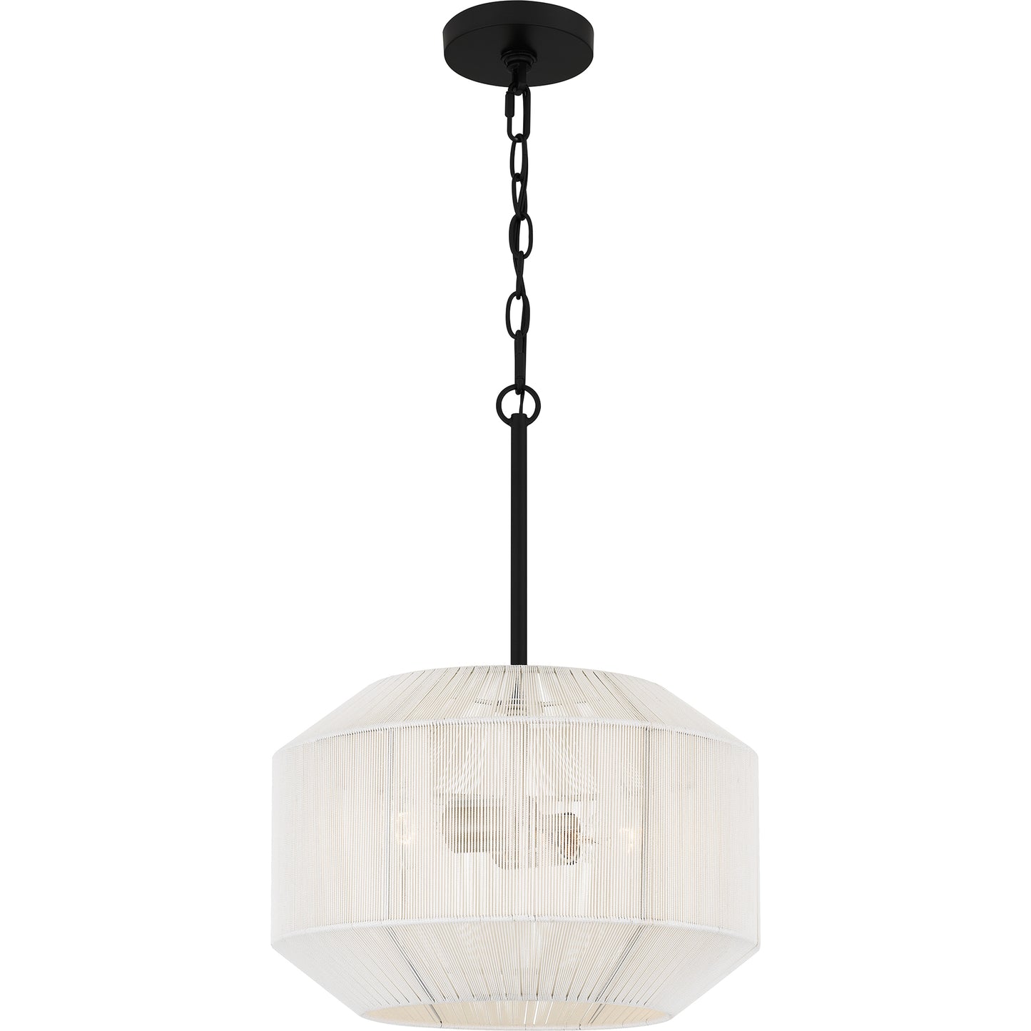 Quoizel Newfoundland 2 Light Pendant, Matte Black/Rope - QP5599MBK