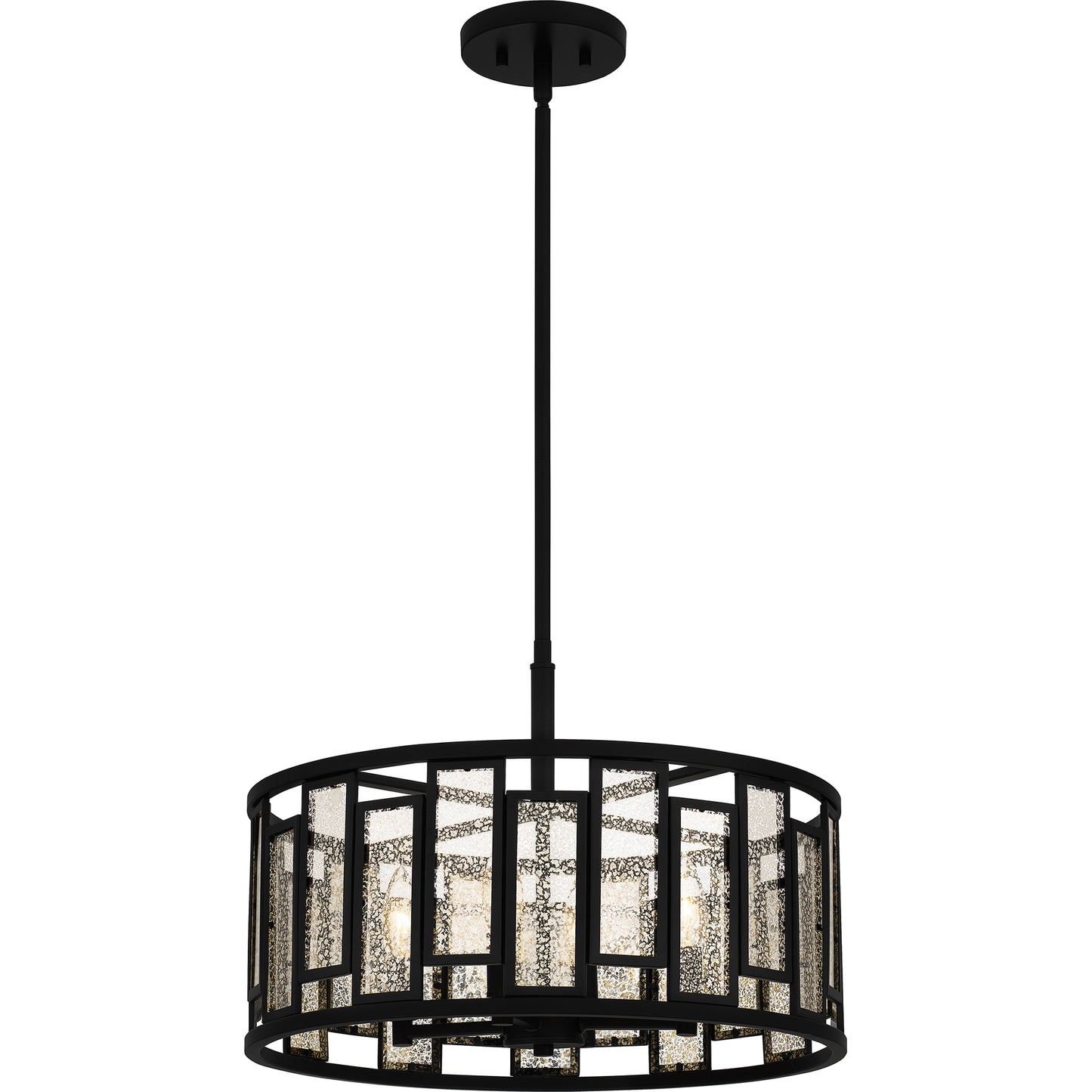 Quoizel Bankston 4 Light Pendant, Matte Black/Mercury - QP5600MBK