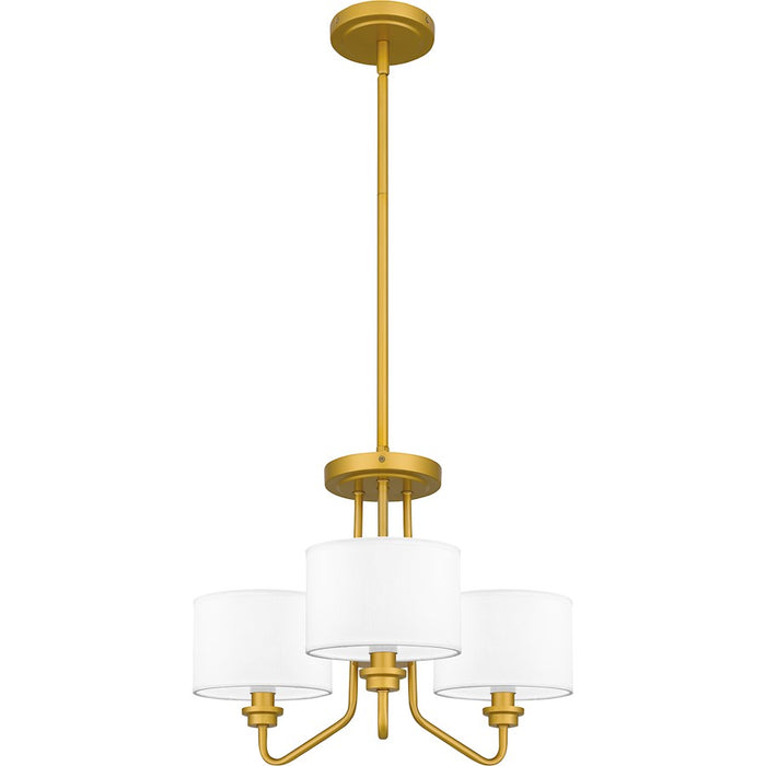 Quoizel Ainsdale 3 Light Pendant, Painted Brass/White Linen - QP5607PB
