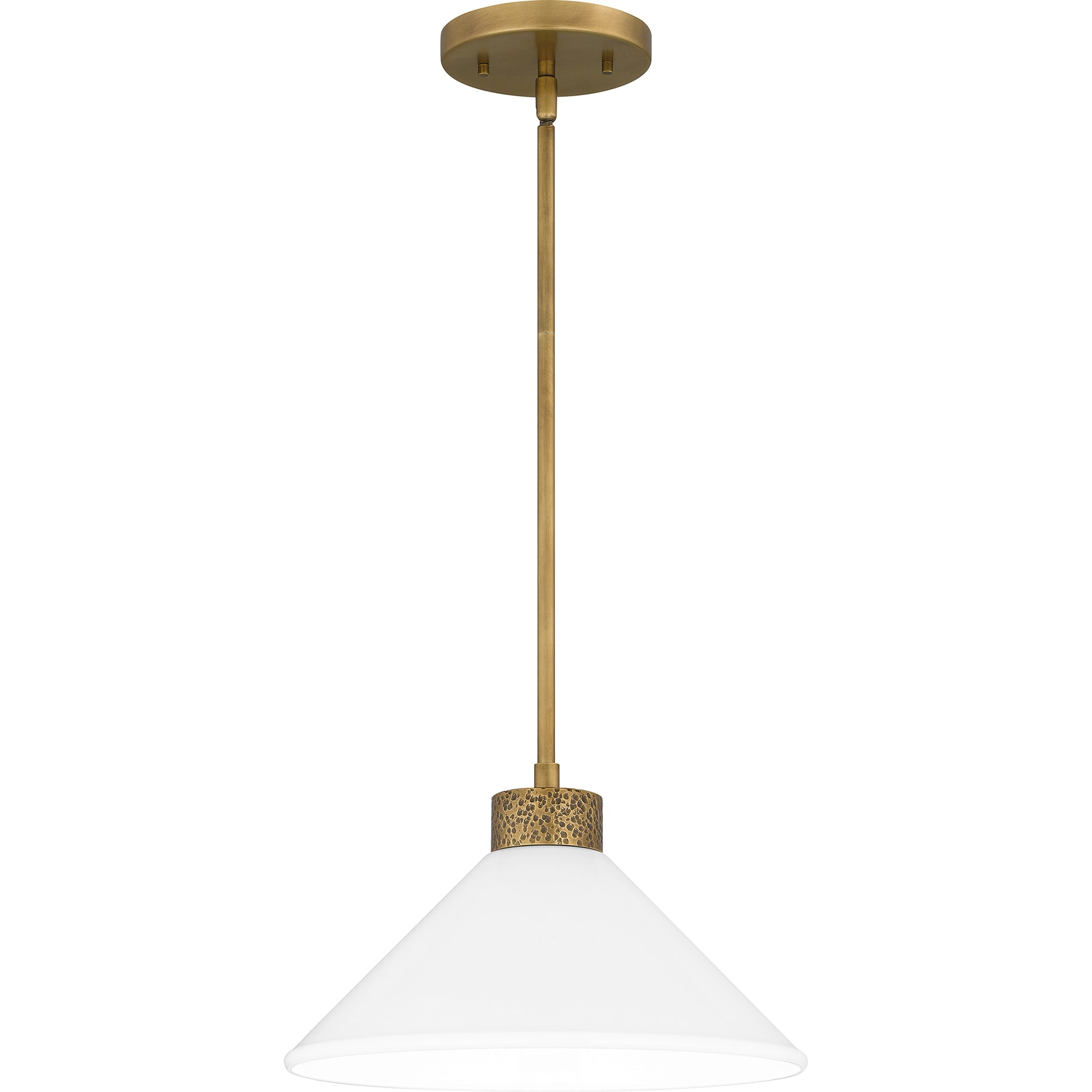 Quoizel Ira 1 Light Pendant, Weathered Brass/Opal - QP5614WS