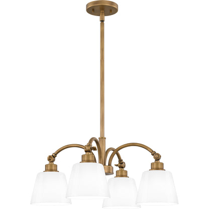 Quoizel Iota 4 Light Pendant, Weathered Brass/Opal Glass - QP6157WS