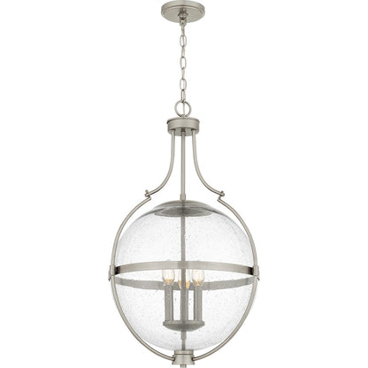 Quoizel 3 Light Pendant, Brushed Nickel/Clear Seedy - QP6169BN