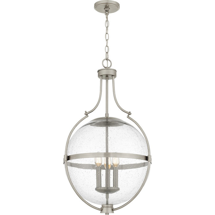 Quoizel 3 Light Pendant, Brushed Nickel/Clear Seedy - QP6169BN
