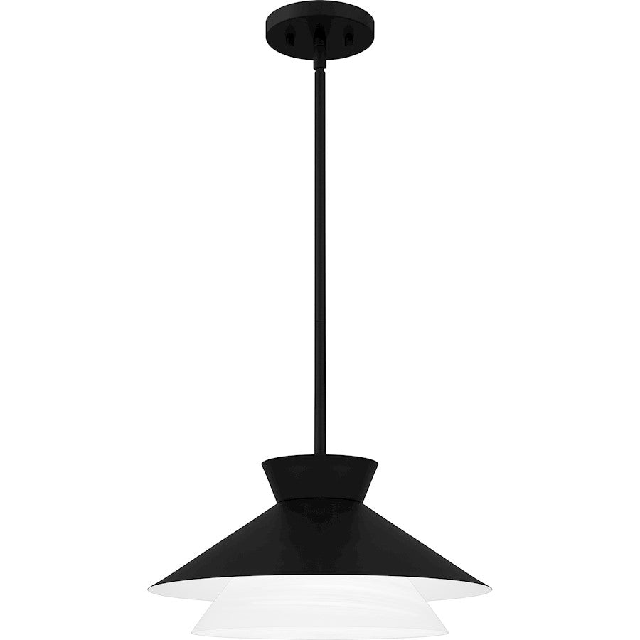 Quoizel 1 Light Pendant, Matte Black/Alabaster - QP6171MBK