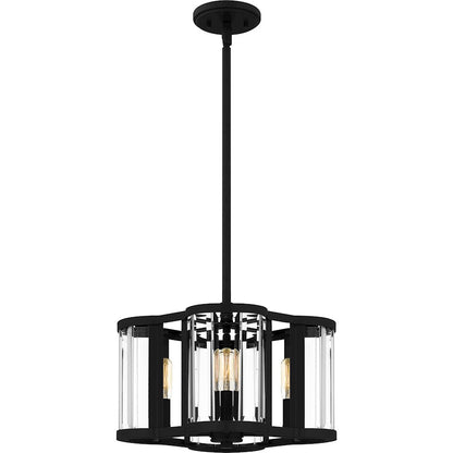 Quoizel Renee 4 Light Pendant, Matte Black/Clear Crystal Glass - QP6193MBK