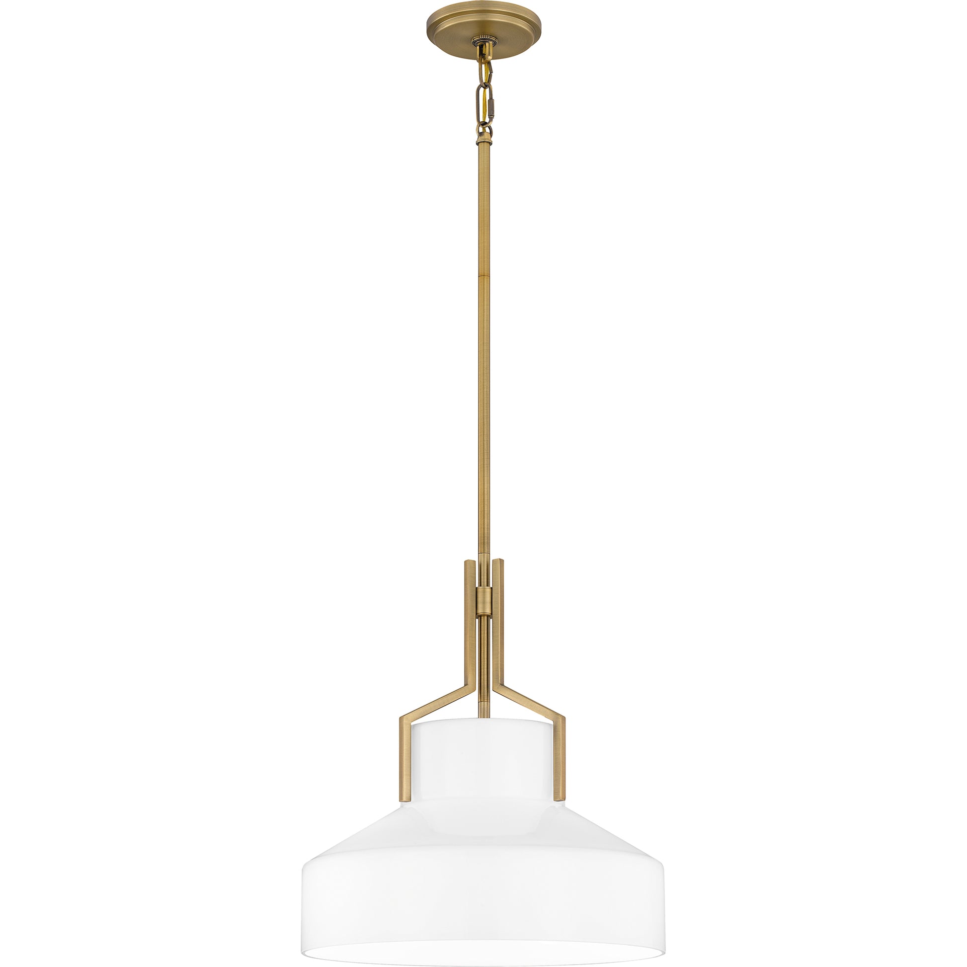 Quoizel Brecken 2 Light Pendant, Aged Brass/Opal Glass - QP6194AB