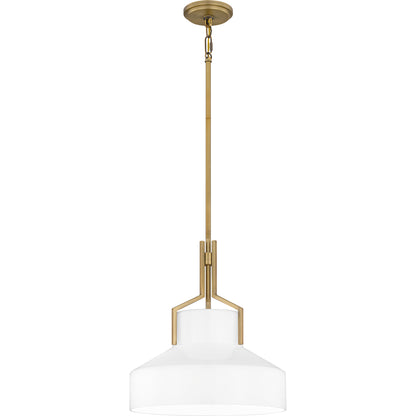 Quoizel Brecken 2 Light Pendant, Aged Brass/Opal Glass - QP6194AB