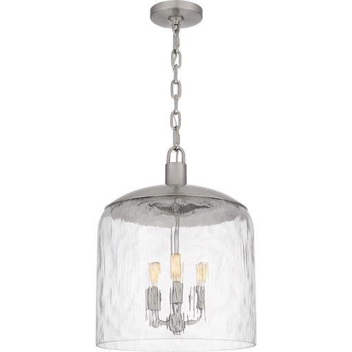 Quoizel 3 Light Pendant, Brushed Nickel/Clear Water - QP6205BN