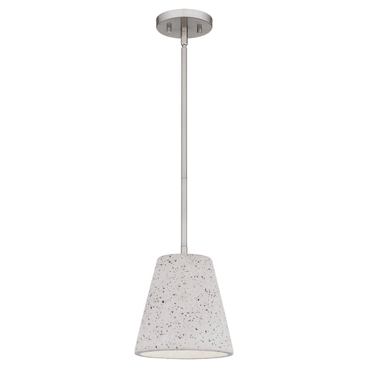 Quoizel Hazel 1 Light Mini Pendant, Brushed Nickel/Terrazo Shade - QPP5351BN