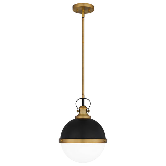 Quoizel Sullivan 1 Light Mini Pendant, Matte Black/Opal Etched - QPP5352MBK