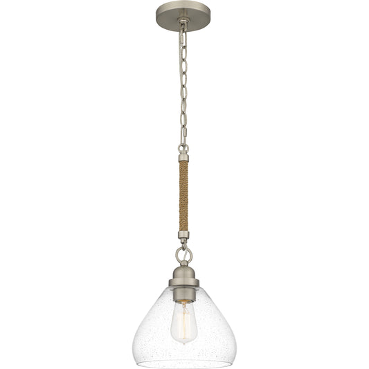 Quoizel Laughlin 1 Light Mini Pendant, Brushed Nickel/Clear Seedy - QPP5635BN