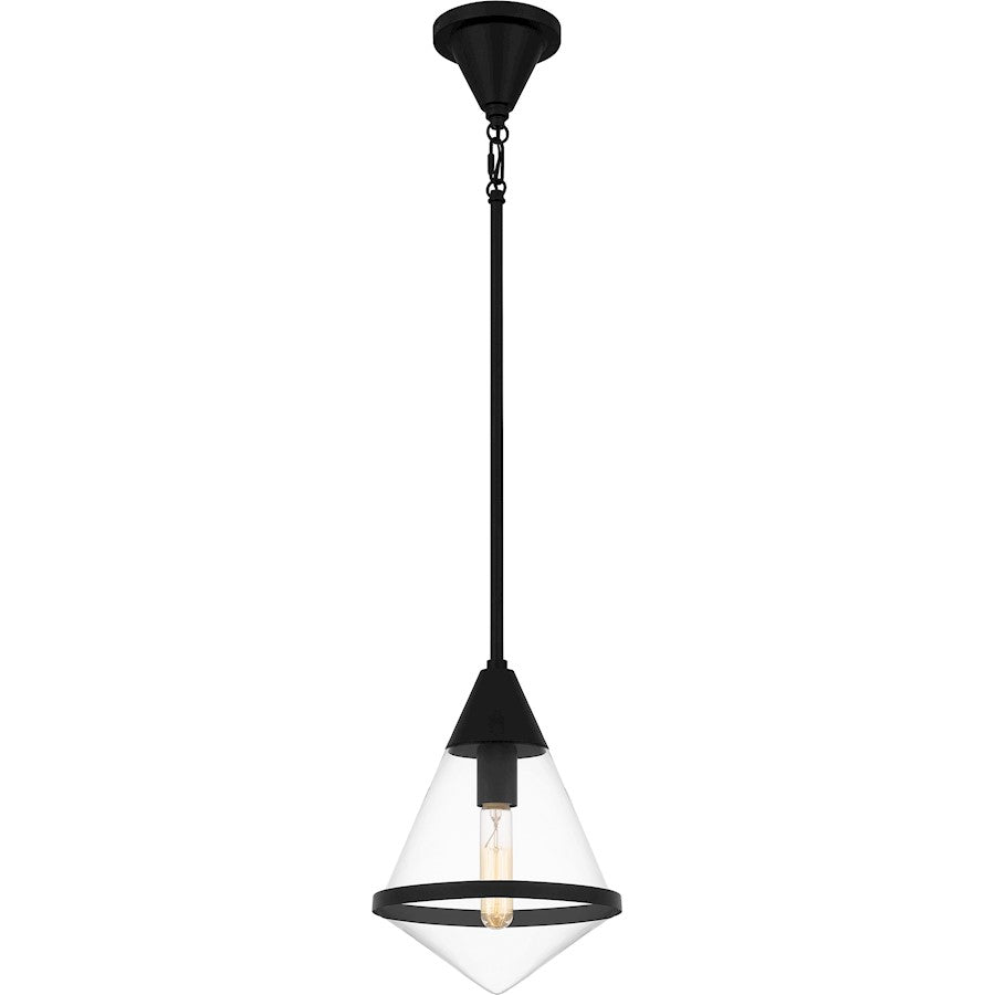 Quoizel Hidalgo 1 Light Mini Pendant, Matte Black/Clear Glass - QPP6160MBK