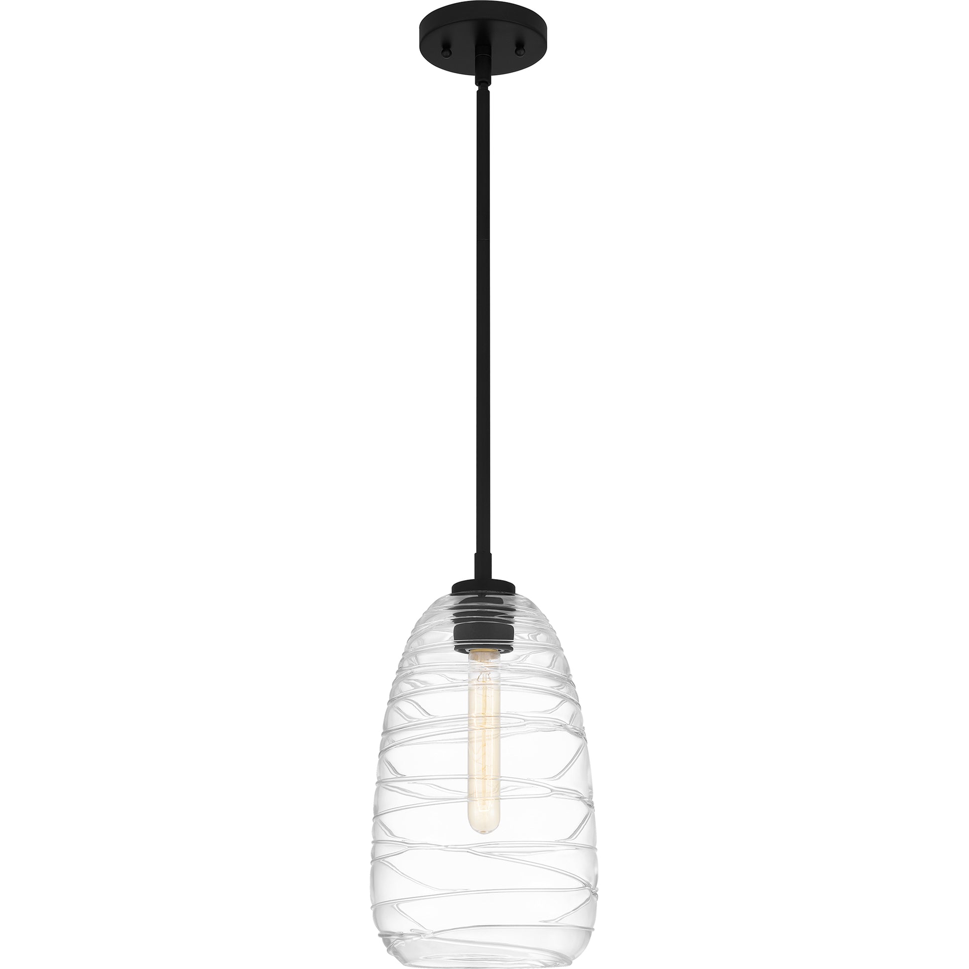 Quoizel Asher 1 Light Mini Pendant, Brushed Nickel/Clear Line Glass - QPP6165BN