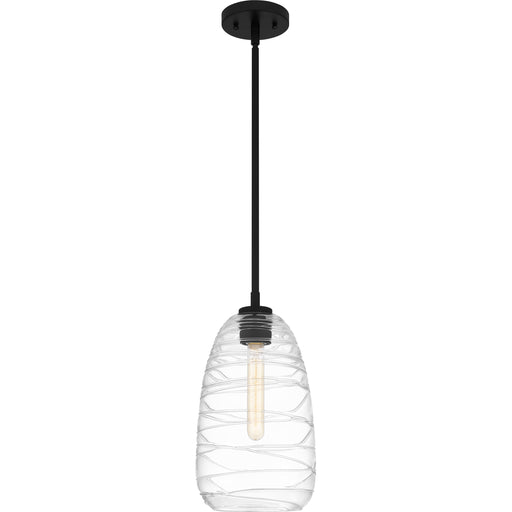 Quoizel Asher 1 Light Mini Pendant, Brushed Nickel/Clear Line Glass - QPP6165BN