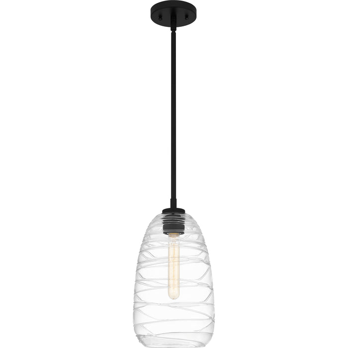 Quoizel Asher 1 Light Mini Pendant, Brushed Nickel/Clear Line Glass - QPP6165BN
