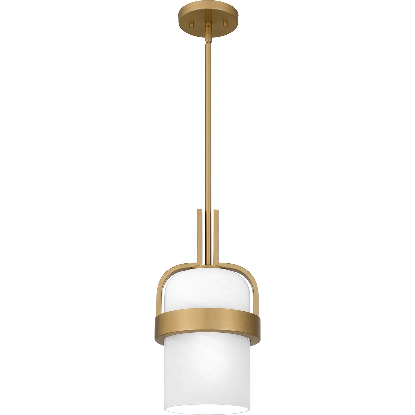 Quoizel Duval 1 Light Mini Pendant, Aged Brass/Alabaster Glass - QPP6174AB