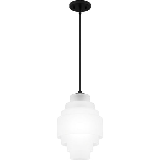 Quoizel Driscoll 1 Light Mini Pendant, Matte Black/Clear Etched - QPP6186MBK