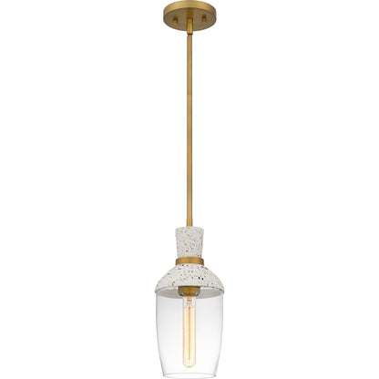 Quoizel Springsteen 1 Light Mini Pendant, Aged Brass/Clear Glass - QPP6189AB