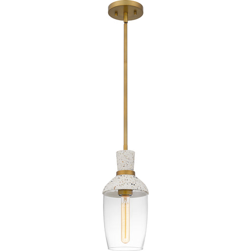 Quoizel Springsteen 1 Light Mini Pendant, Aged Brass/Clear Glass - QPP6189AB