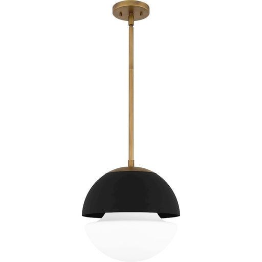 Quoizel 1 Light Mini Pendant, Weathered Brass/Opal Etched - QPP6191WS