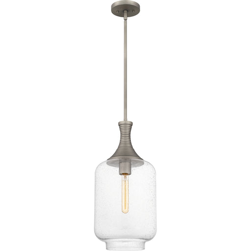 Quoizel Langley 1 Light Mini Pendant, Antique Nickel/Clear Seedy - QPP6197AN