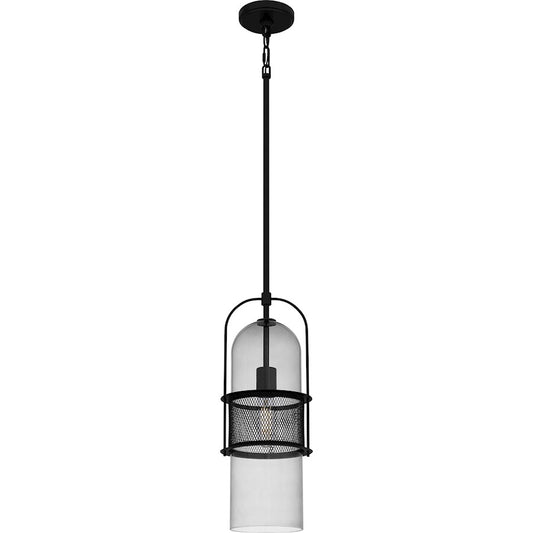 Quoizel 1 Light Mini Pendant, Matte Black/Smoke - QPP6221MBK