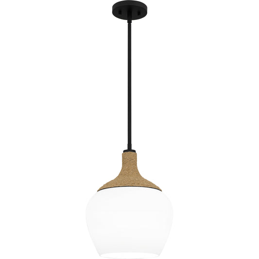 Quoizel Royer 1 Light Mini Pendant, Matte Black/Clear Water - QPPC5603MBK