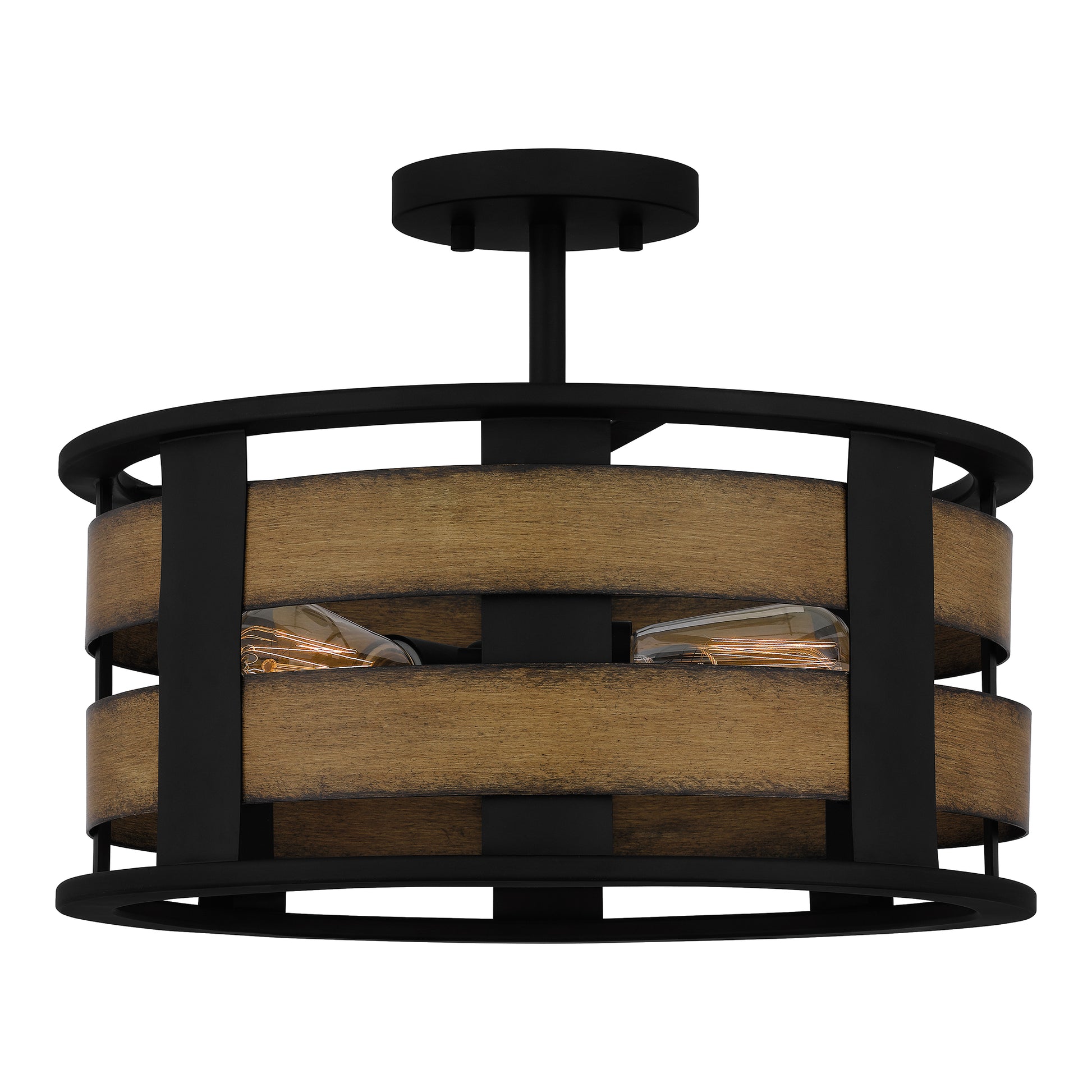 Quoizel Milton 3 Light Semi-Flush Mount, Matte Black - QSF5337MBK