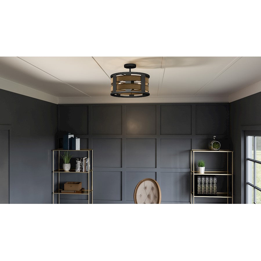 Quoizel Milton 3 Light Semi-Flush Mount, Matte Black