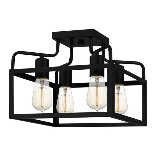 Quoizel Paulsen 4 Light Semi-Flush Mount, Matte Black - QSF5349MBK