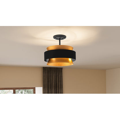 Quoizel Hagley 3 Light Semi-Flush Mount, Earth Black/Metal