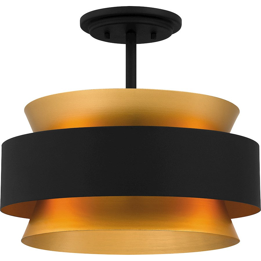 Quoizel Hagley 3 Light Semi-Flush Mount, Earth Black/Metal