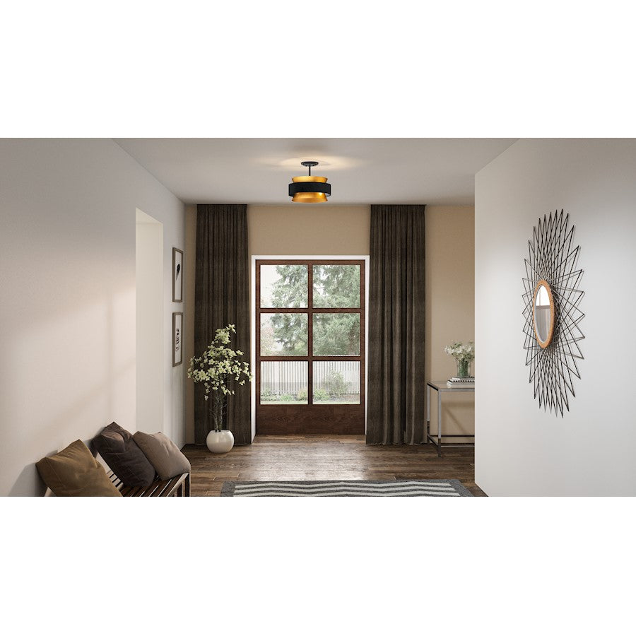 Quoizel Hagley 3 Light Semi-Flush Mount, Earth Black/Metal